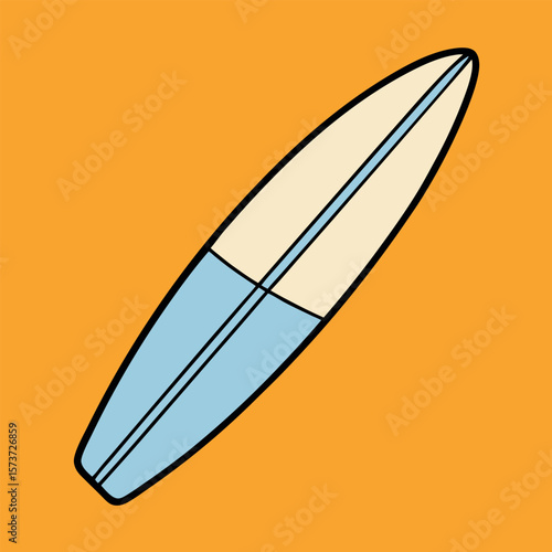 Surfboard illustration for summer vacation coloring book art Line Art Vector Illustration