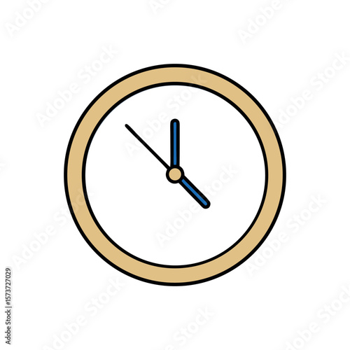 Wall clock with minimalist decor for home coloring book art Line Art Vector Illustration