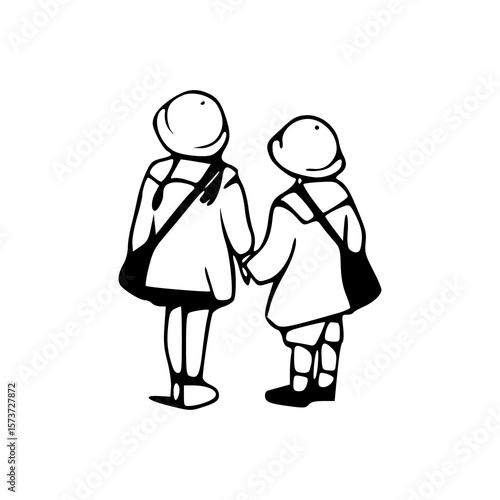kids going to school illustration