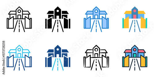 School Entrance icon set multiple style collection 

