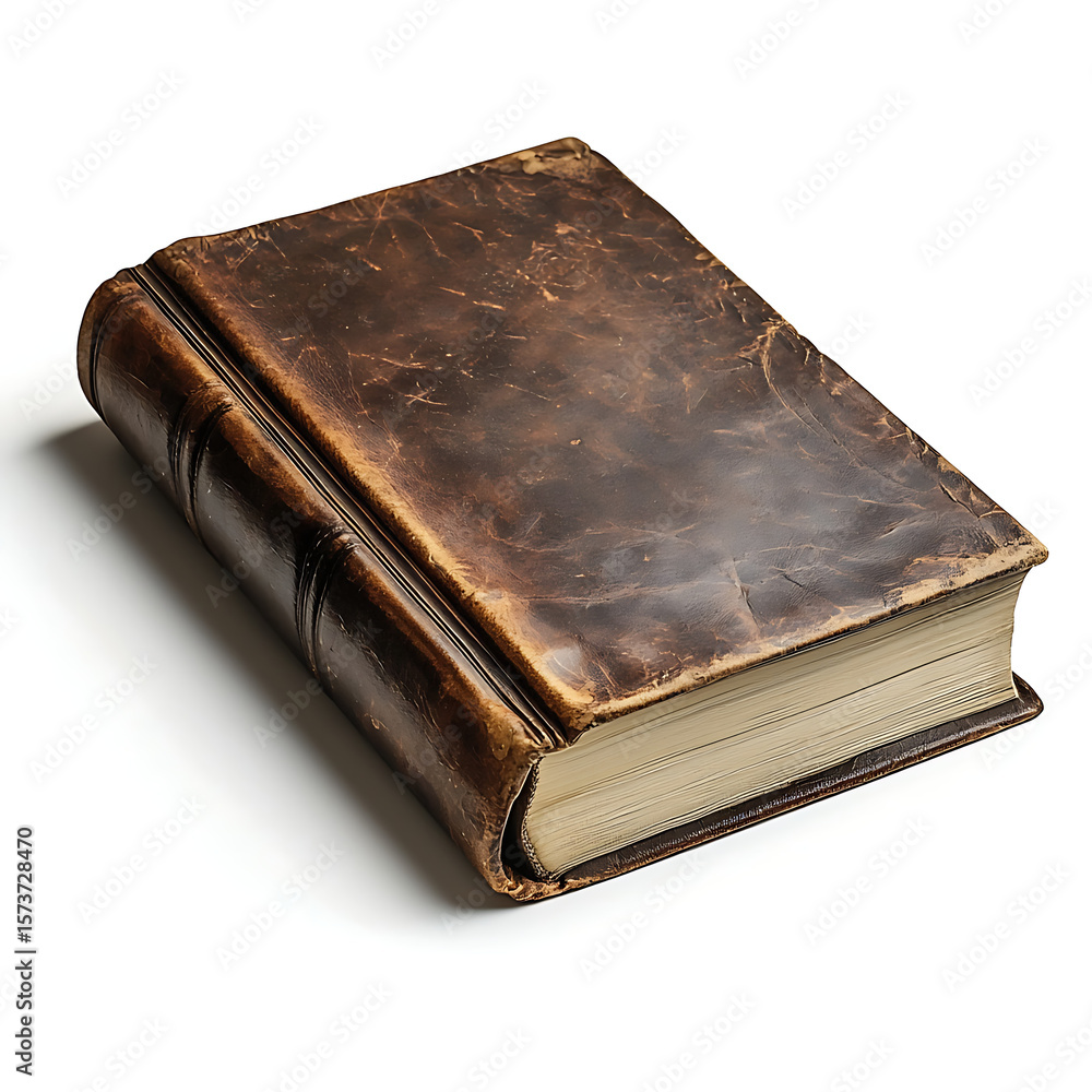 Obraz premium Antique Book with Textured Leather Cover and Timeworn Detailing