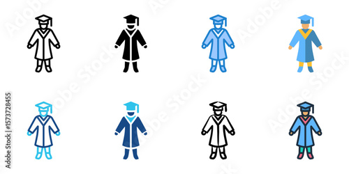 Cap and Gown icon set multiple style collection 
