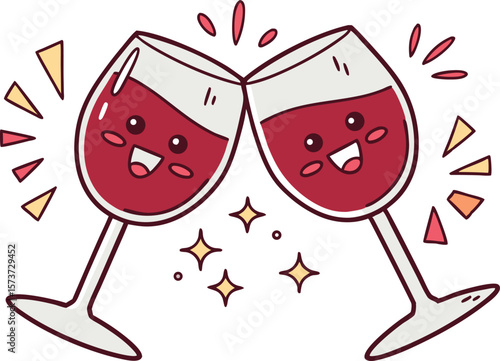 Elegant Wine Glass Design Featuring Red and White Wine Illustrations. Creative Wine Glass Design Highlighting Celebration & Dining Themes. Modern Wine Glass Design with Minimalist and Stylish Elements