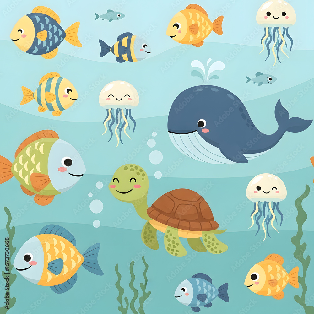 seamless pattern with marine animals seamless pattern with marine animals