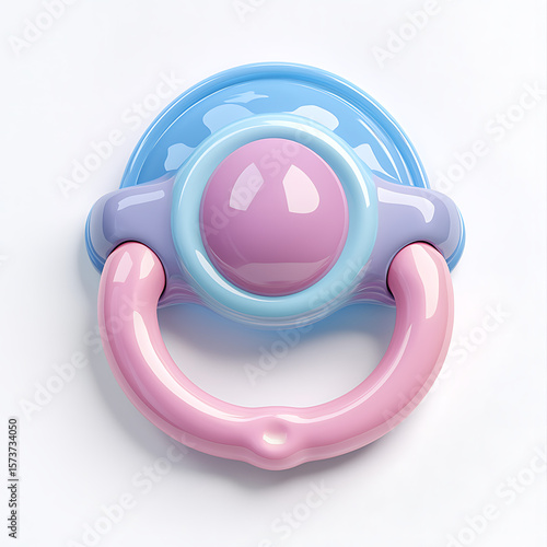 Realistic Pastel Baby Pacifier with Rubber Handle and Gentle Design