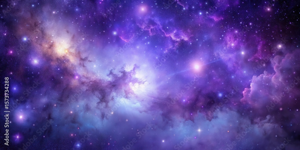Fototapeta premium Deep space galaxy background with stars and nebulas in purple hues