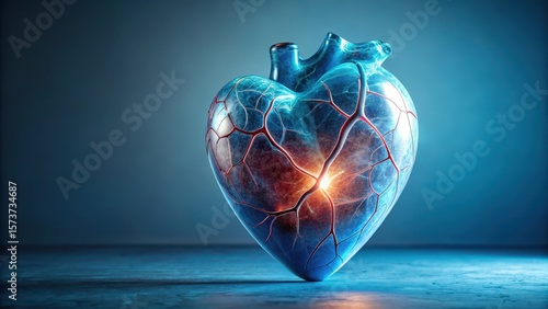 Wallpaper Mural Stylized heart sculpture with glowing cracks and a subtle blue hue Torontodigital.ca