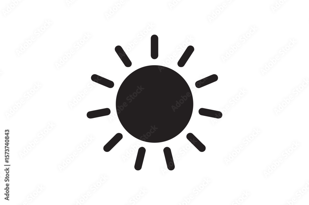 Sunshine Weather Sign icon silhouette vector with white background Sunshine Weather Sign icon silhouette vector with white background