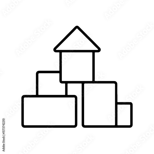Toy building blocks icon in outline style
