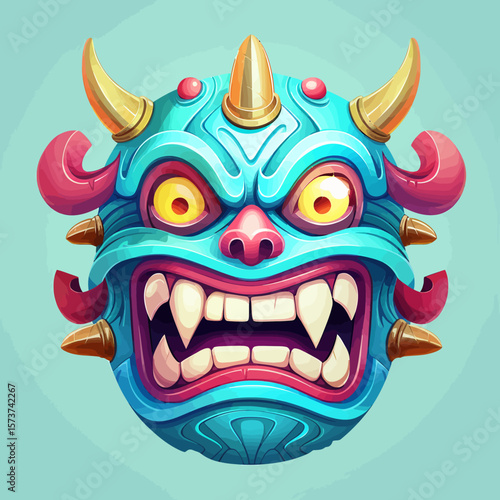 3D sticker emojy angry, white background