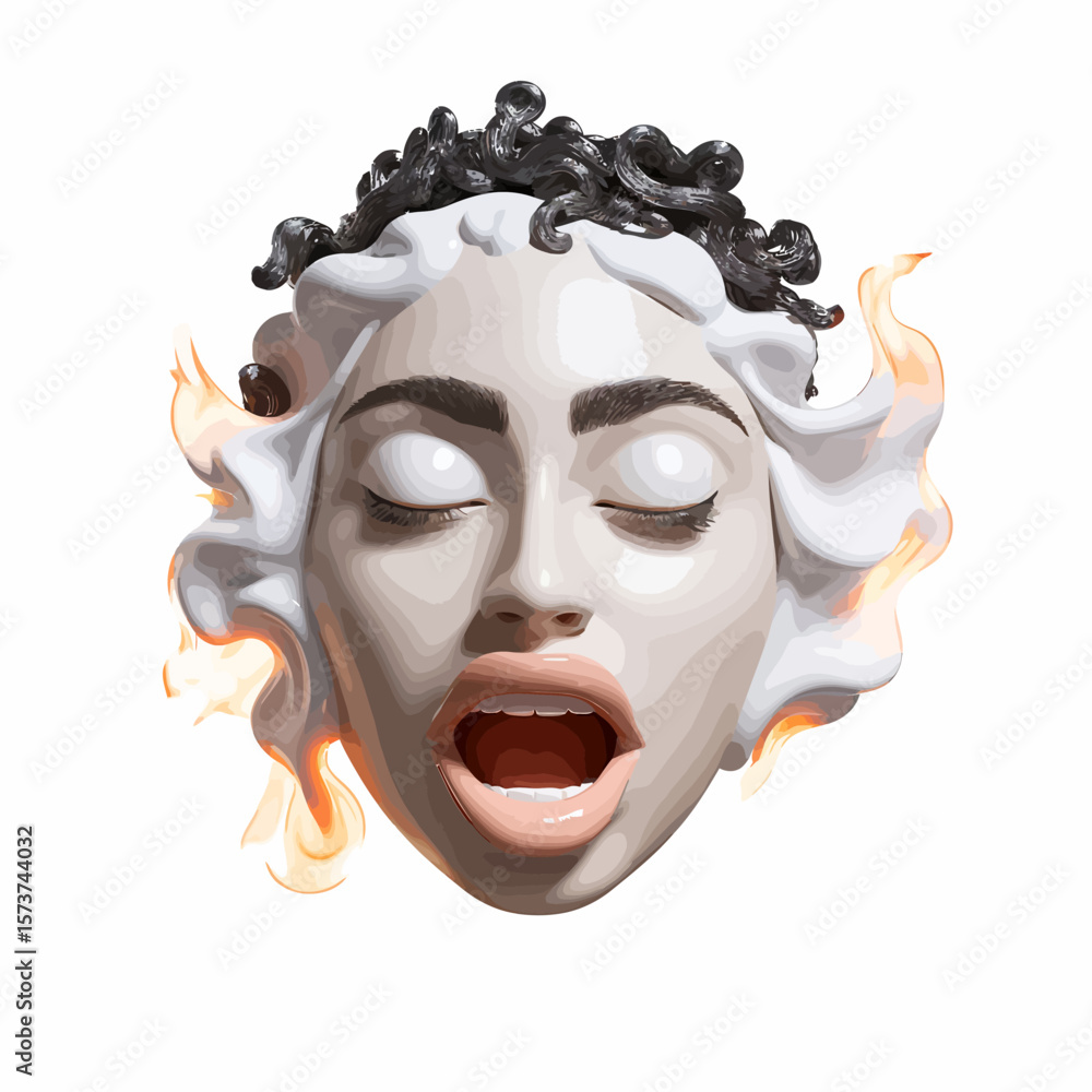 Naklejka premium 3D sticker emojy angry, white background