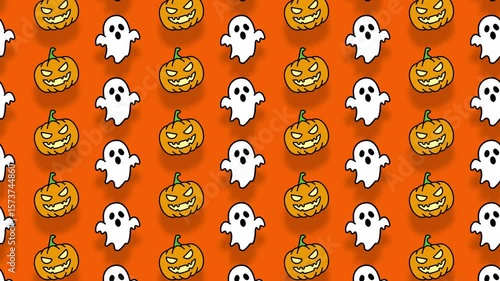 Halloween Icons Background Loop Animation in 4K Resolution — Minimal and Seamless.
シームレスループするハロウィンアイコンのパターンアニメーション