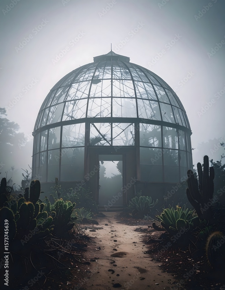 Fototapeta premium Overgrown Sci-Fi Ruins – Post-Apocalyptic Megastructures Reclaimed by Nature
