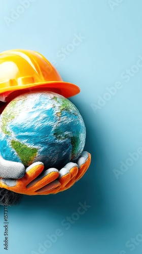 Earth held by construction worker