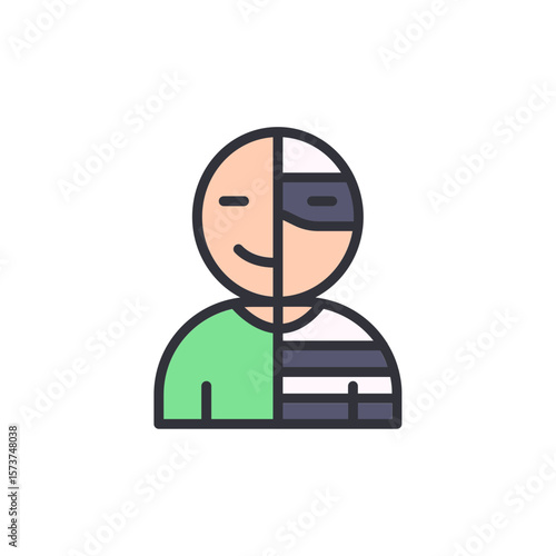 Stylized Representation Of A Cyborg Person With Two Distinct Sides