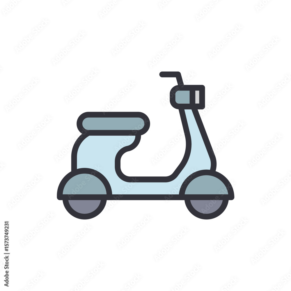 Light Blue Scooter Icon With Rounded Design On Transparent Backdrop Light Blue Scooter Icon With Rounded Design On Transparent Backdrop