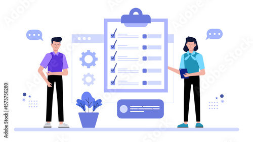 HR team planning employee wellness challenges, flat vector illustration