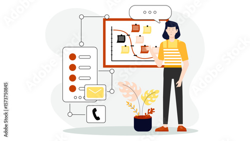 Customer success team creating onboarding flow, flat vector illustration