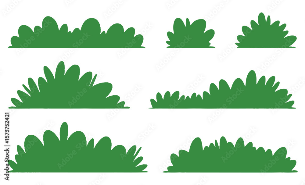 Obraz premium Set of green bush silhouettes for nature and decorative design elements
