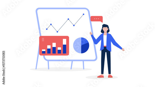 Sales manager analyzing weekly lead reports flat vector illustration
