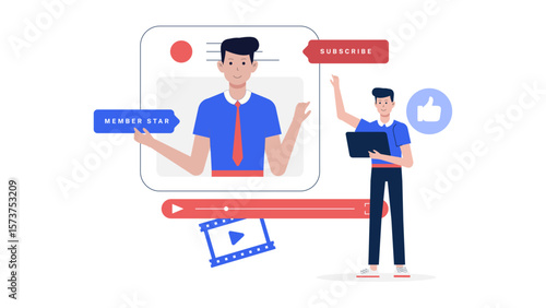 Startup launching early access program for subscribers flat vector illustration