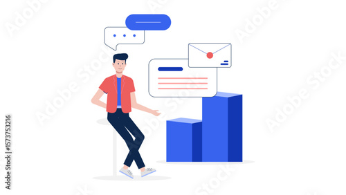 CEO writing open letter to stakeholders flat vector illustration