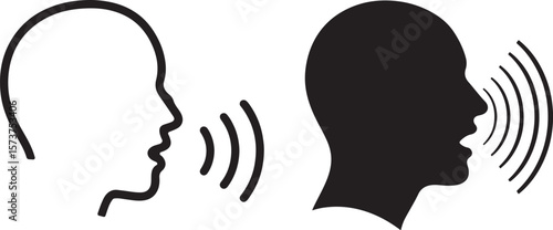 Voice Control Icon – Linear Vector Illustration of Speech Command, Talk Recognition, and Sound Interaction