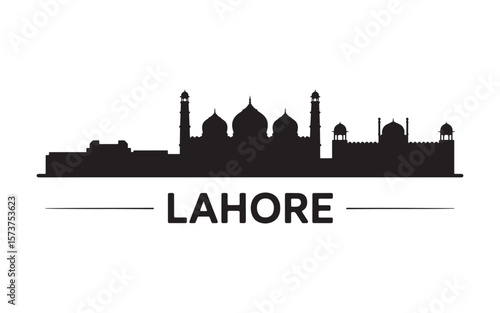 Lahore Pakistan Skyline Silhouette Depiction Urban Landscape and Cityscape, Showing the Cultural Landmarks and Architectural Highlights of Pakistan