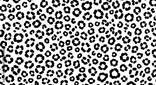 Seamless Black Leopard Spot Pattern: An Illustrative Design of Irregularly Shaped Spots and Complex Clusters Against a High-Contrast White Background
