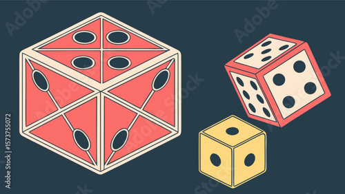 Dice illustration vector design for game night graphic design and casino gambling luck concept with dots art