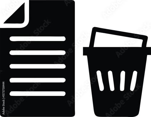 Document and trash icon for document deletion icon