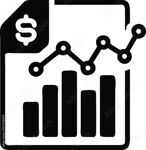 Financial report showing business growth and statistics icon
