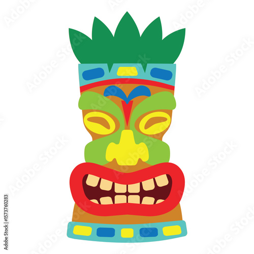 Tiki mask avatar vector cartoon illustration
