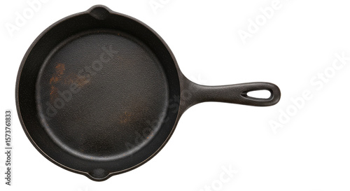 Vintage Cast Iron Skillet Isolated.