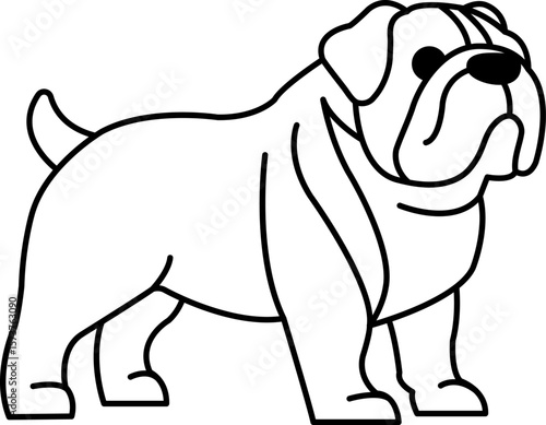 black and white isolate illustration of a Bulldog