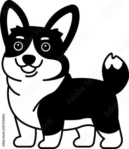 black and white isolate icon of a Corgi