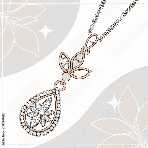 
a necklace with a pendant and diamonds