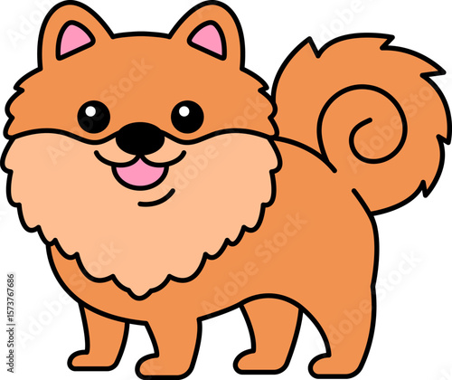 isolate illustration of a Pomeranian dog