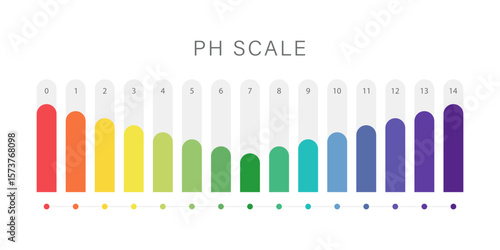 PH Scale. Level of acid and alkaline balance. Ph analysis or chemical test. Education Poster. Flat Vector illustration.