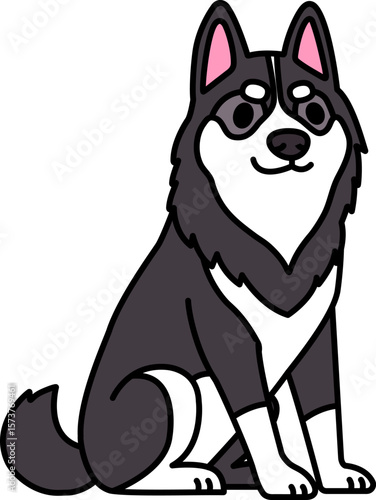 illustration icon of a Siberian Husky dog