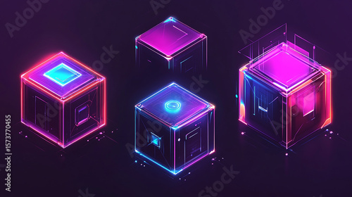 Abstract 3D isometric cube background with architectural and technology design elements in vector style