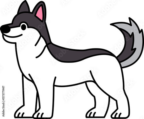 isolate illustration icon of a Siberian Husky