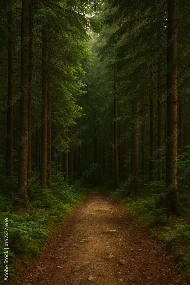 Obraz premium Forest with big path