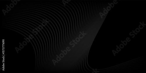 Black abstract background design. Modern wavy line pattern in monochrome colors. Premium stripe texture blurry simple good