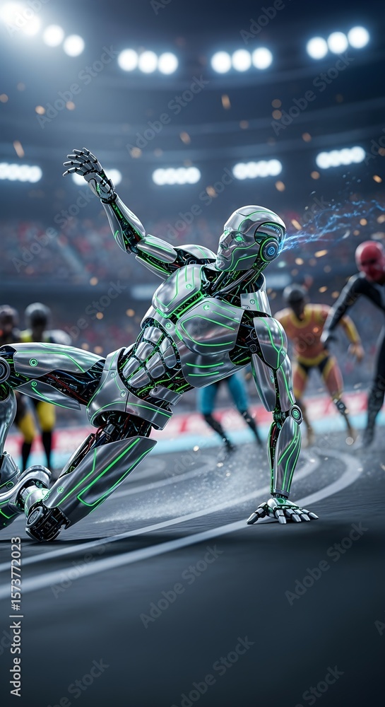 Fototapeta premium Robotic Athlete in Stadium
