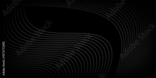 Black abstract background design. Modern wavy line pattern in monochrome colors. Premium stripe texture blurry simple