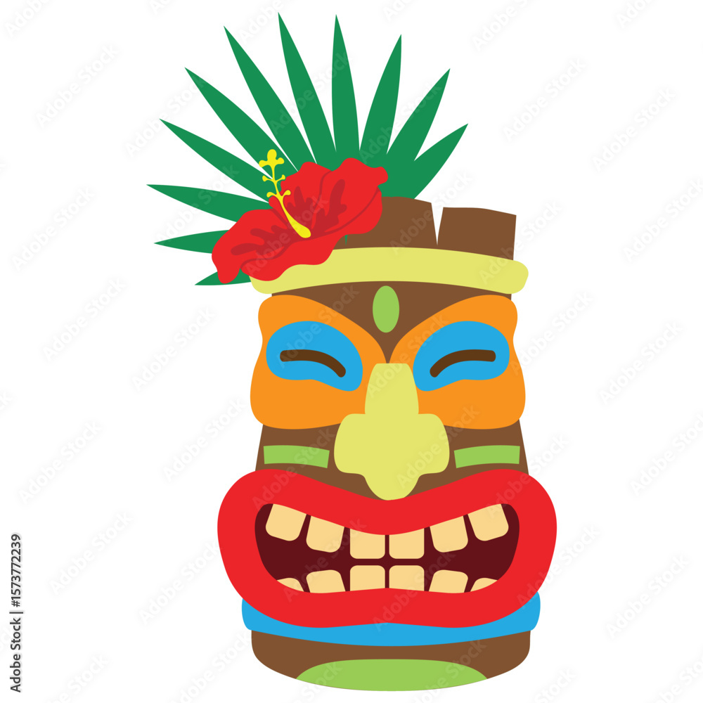 Obraz premium Tiki mask avatar vector cartoon illustration