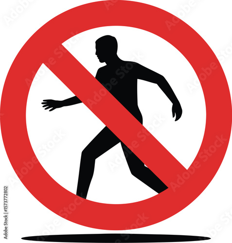 A red circle with a diagonal line through it and a black silhouette of a person inside it