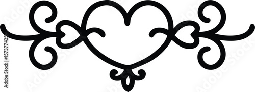 Elegant decorative divider with a central heart motif for romantic designs