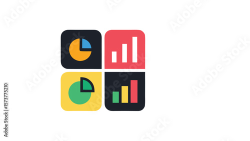 Modern flat design illustration featuring a structured grid of six abstract elements